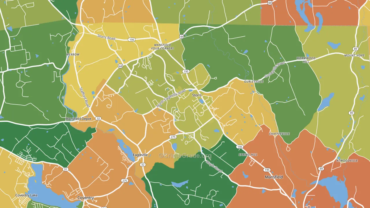 Storrs, CT Map of Theft Rates