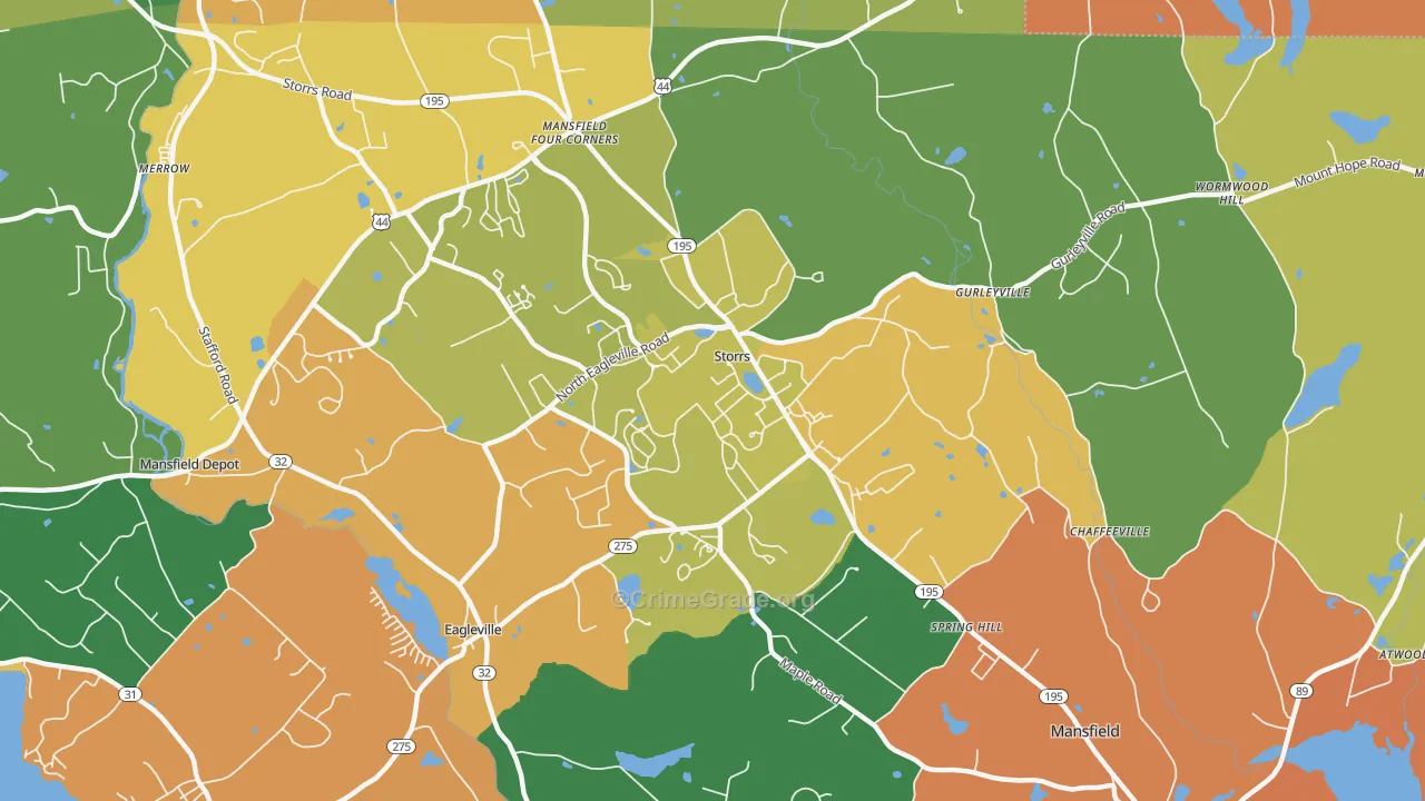 Storrs Mansfield, CT Map of Theft Rates