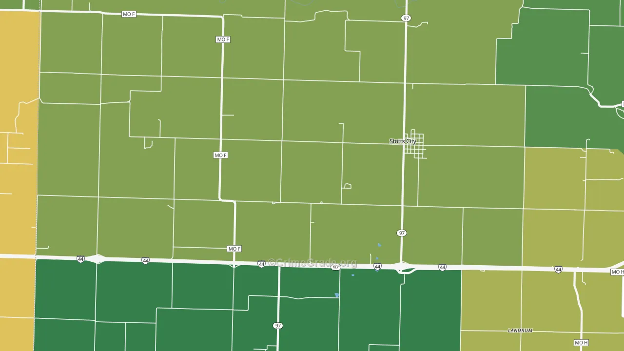 Stotts City, MO Map of Theft Rates