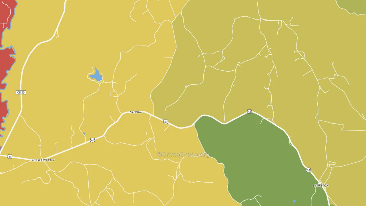 Stough, AL Map of Theft Rates