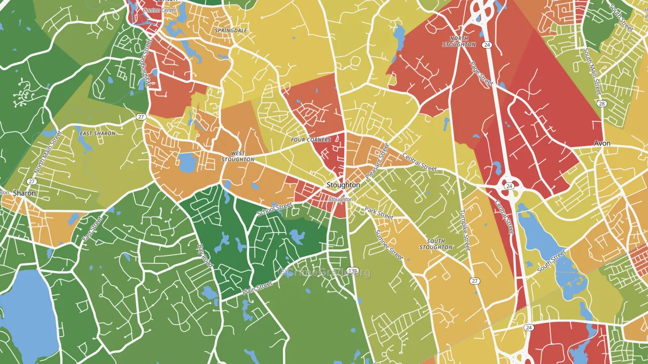 Stoughton, MA Map of Theft Rates