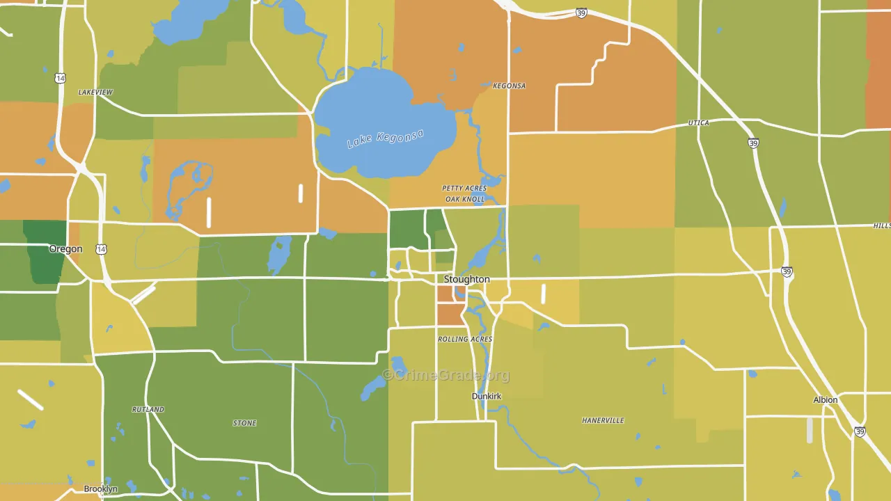 Stoughton, WI Map of Theft Rates