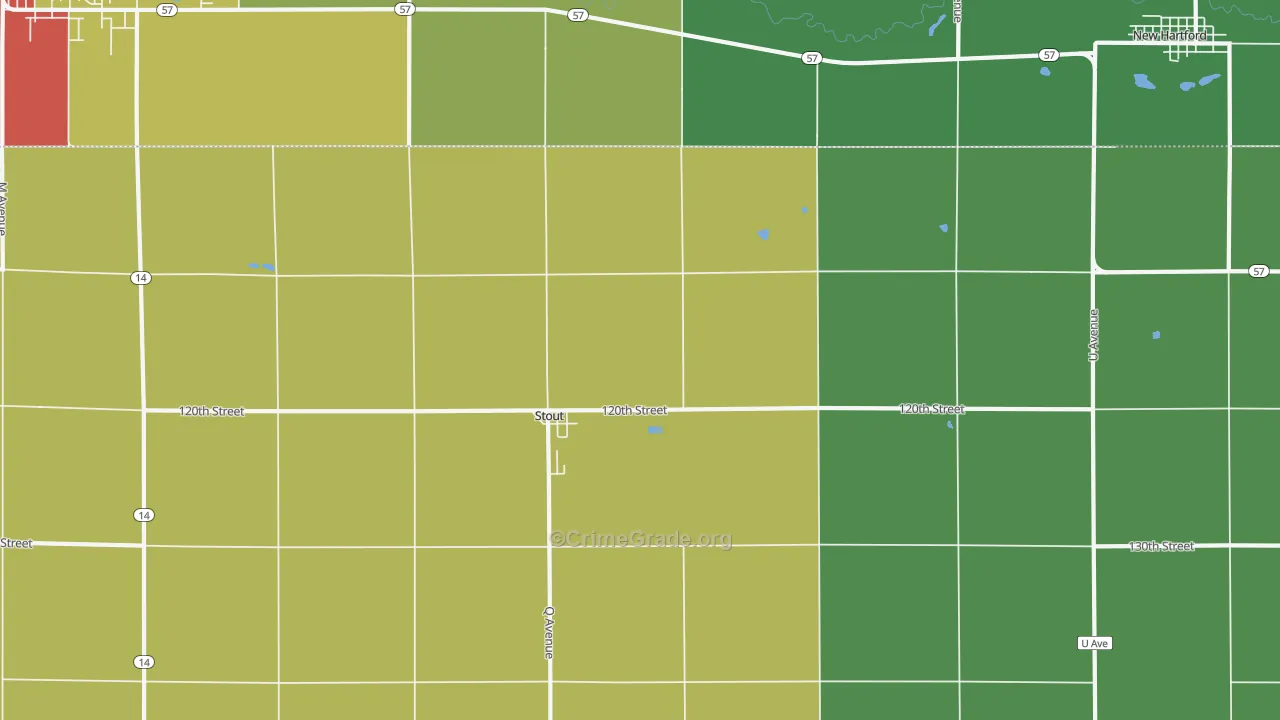 Stout, IA Map of Theft Rates