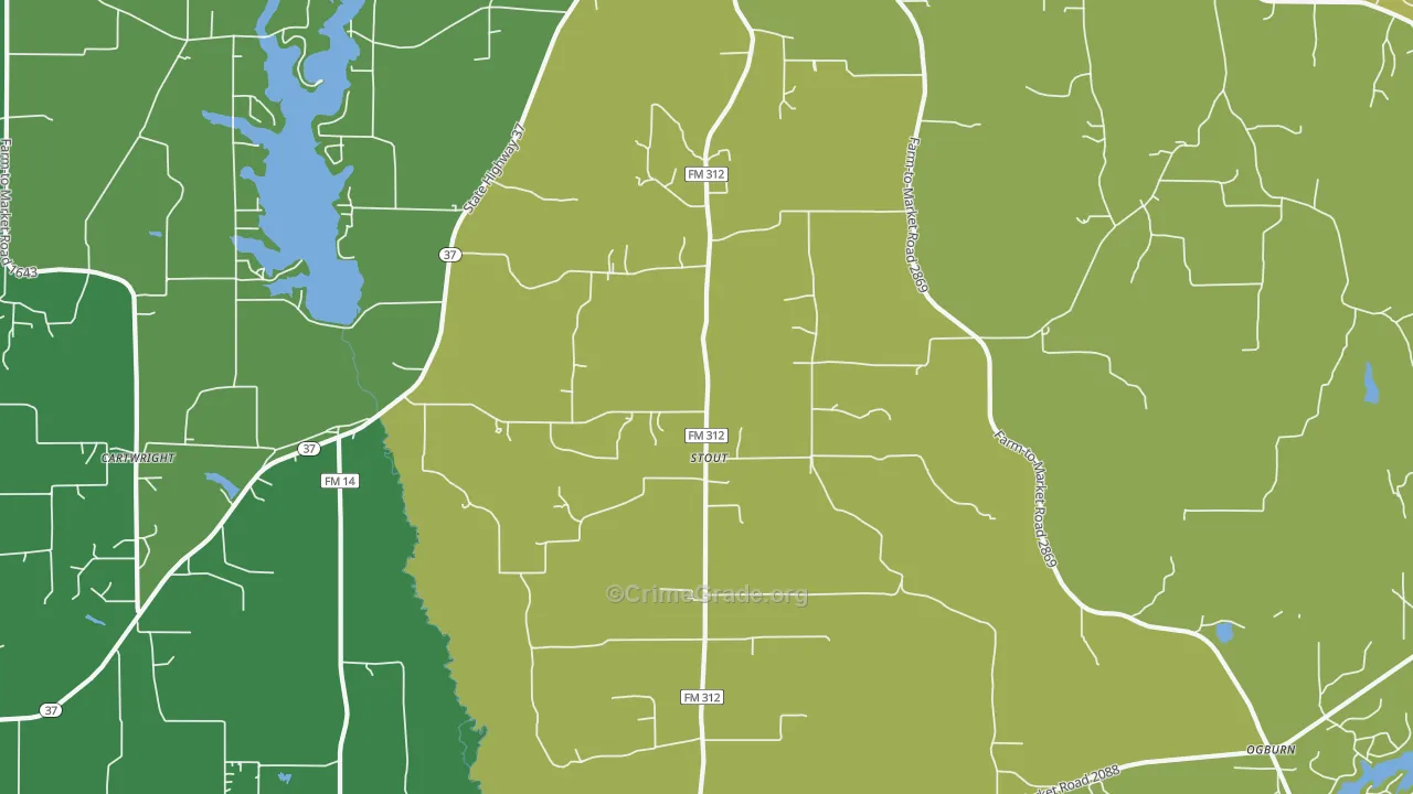 Stout, TX Map of Theft Rates
