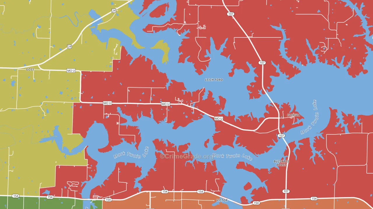 Stoutsville, MO Map of Theft Rates