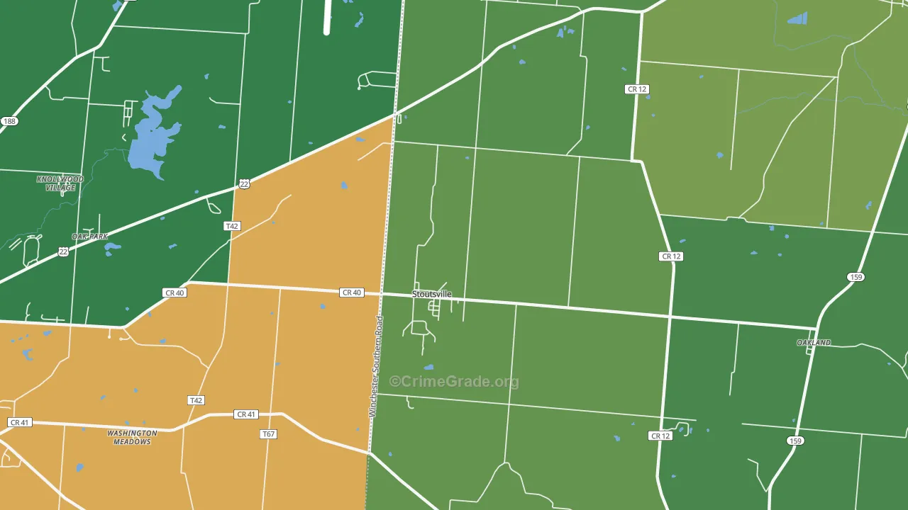 Stoutsville, OH Map of Theft Rates