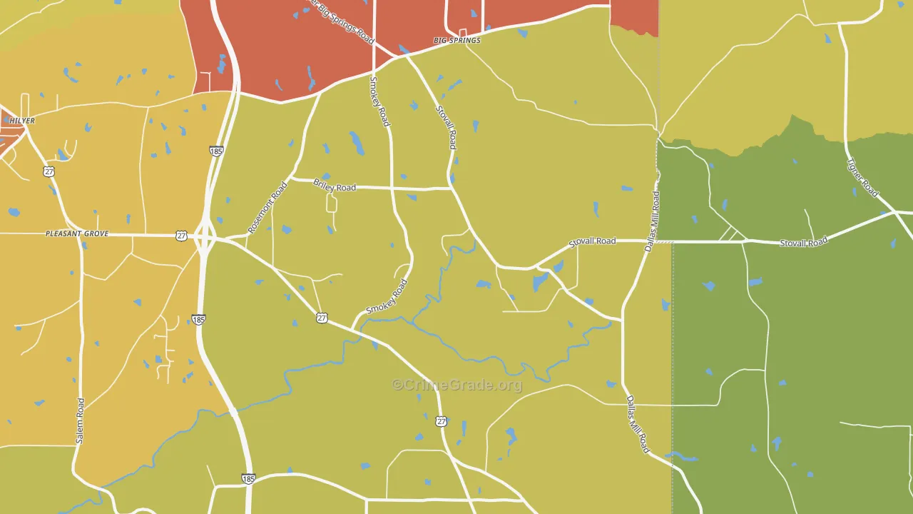 Stovall, GA Map of Theft Rates