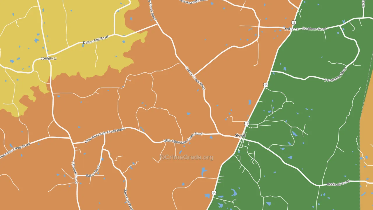 Stovall, NC Map of Theft Rates