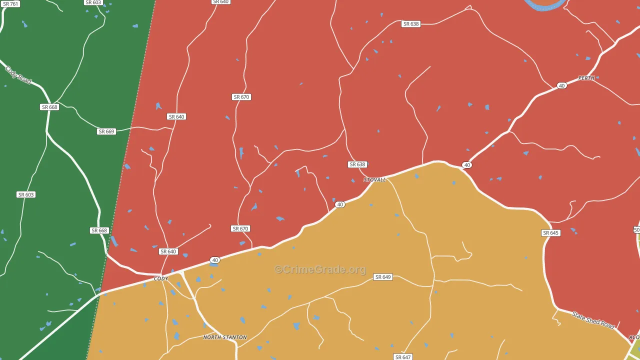 Stovall, VA Map of Theft Rates