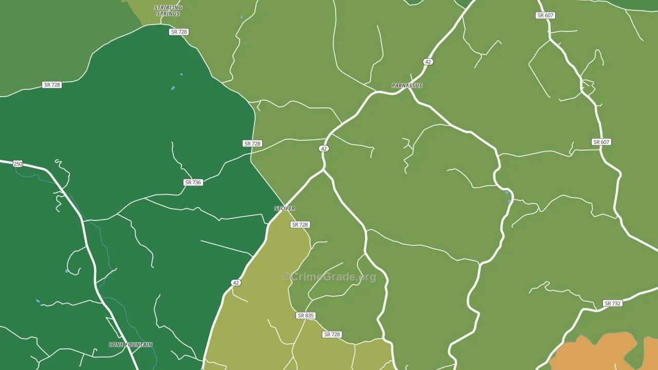 Stover, VA Map of Theft Rates