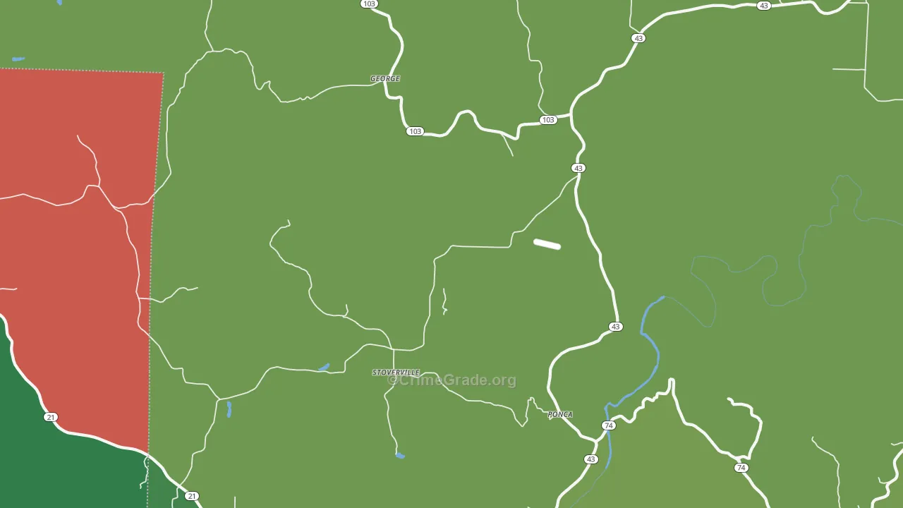 Stoverville, AR Map of Theft Rates