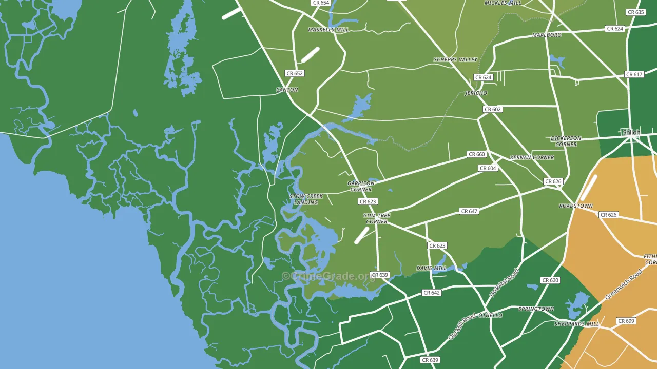 Stow Creek Landing, NJ Map of Theft Rates
