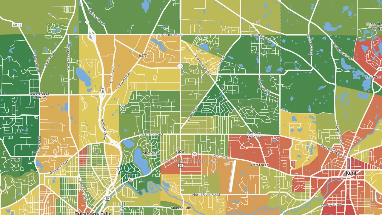 Stow, OH Map of Theft Rates