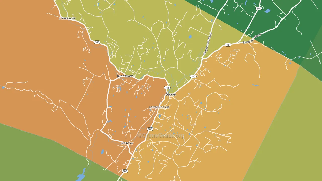 Stowe, VT Map of Theft Rates