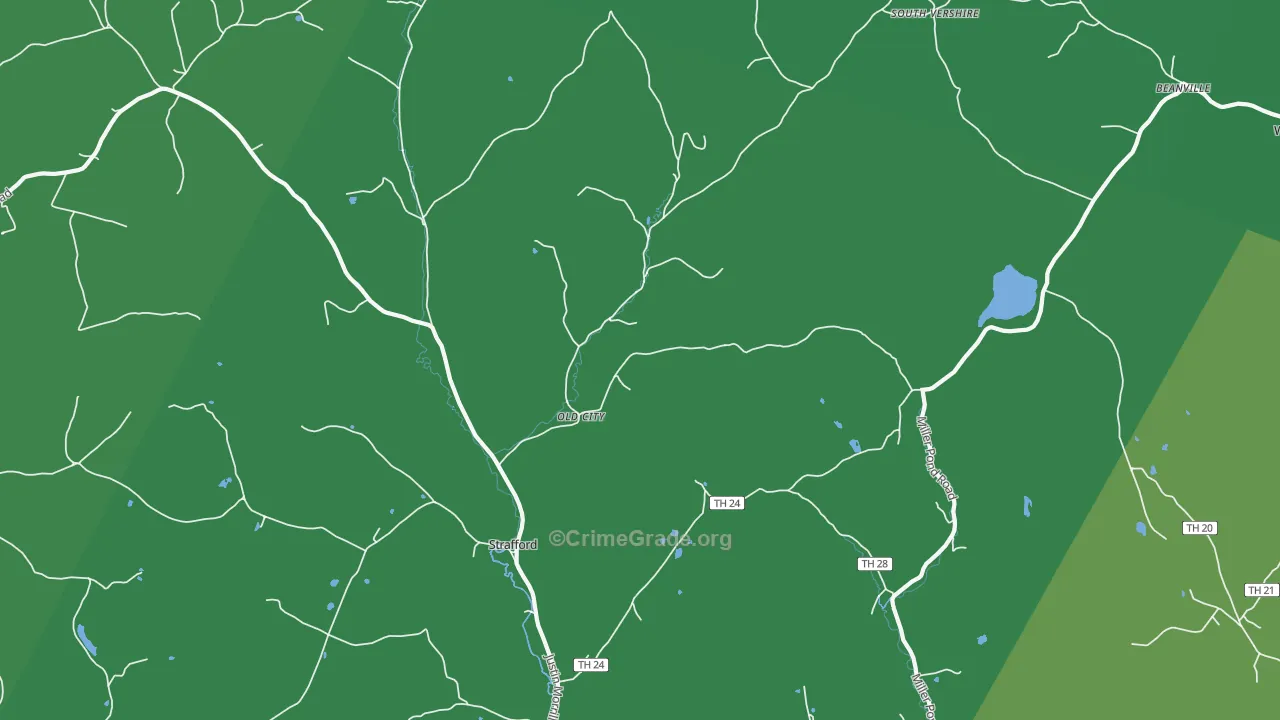 Strafford, VT Map of Theft Rates
