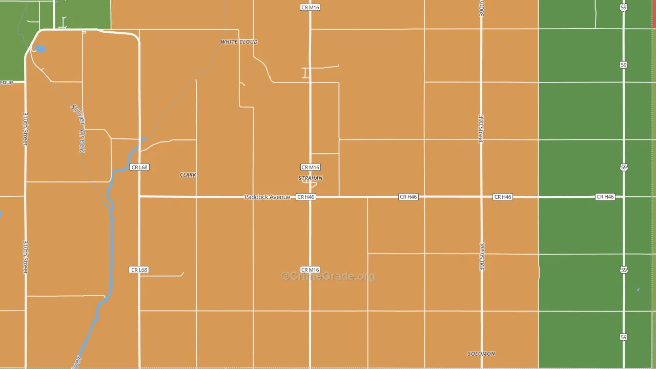 Strahan, IA Map of Theft Rates