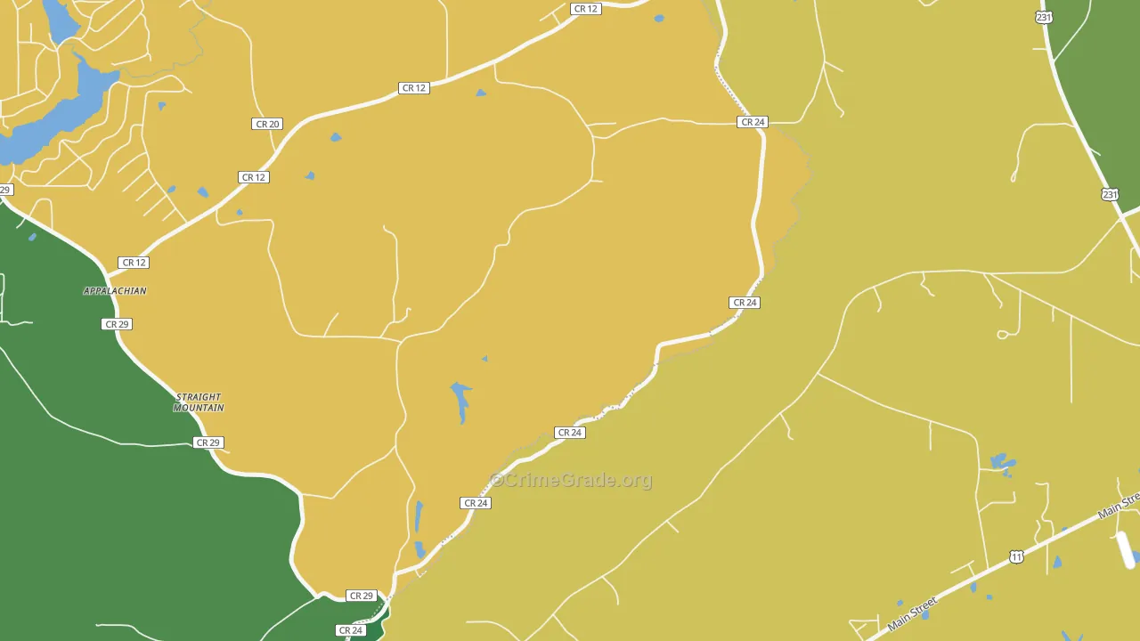 Straight Mountain, AL Map of Theft Rates