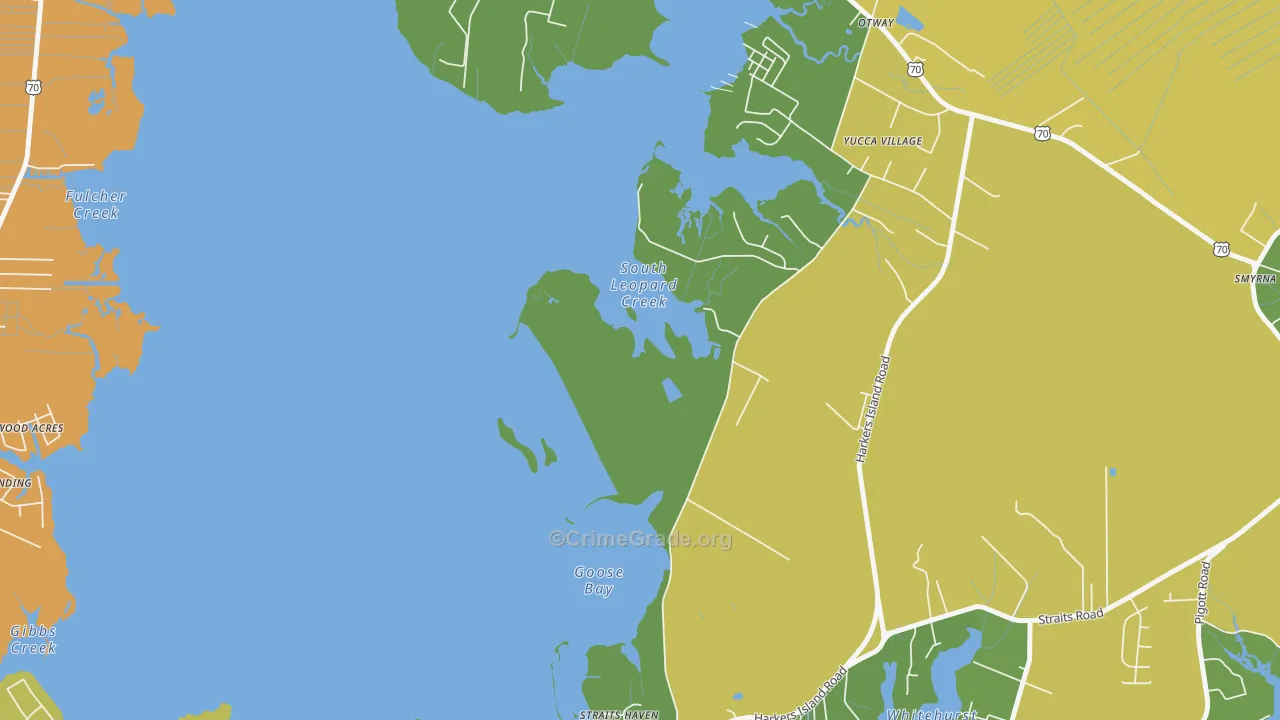 Straits, NC Map of Theft Rates