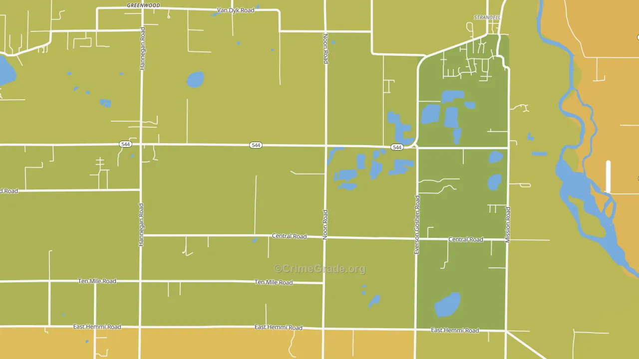 Strandell, WA Map of Theft Rates