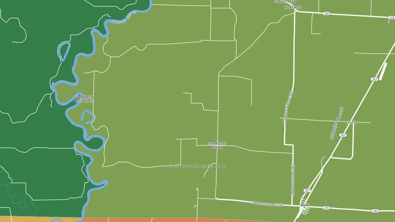 Strangers Home, AR Map of Theft Rates