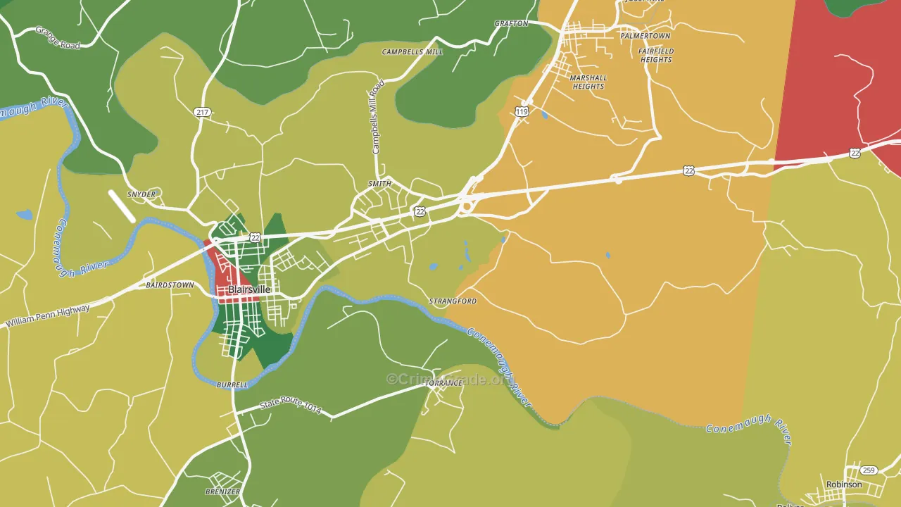 Strangford, PA Map of Theft Rates