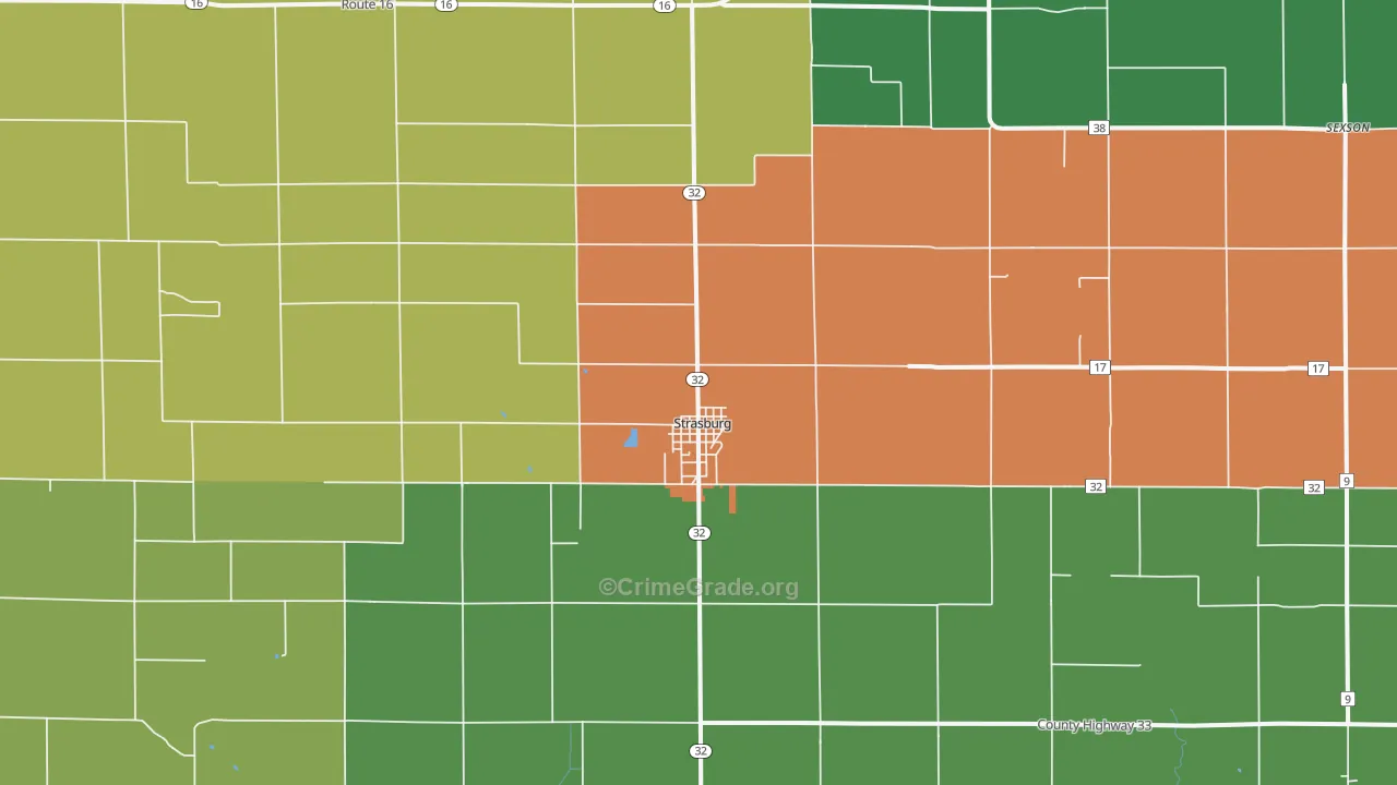 Strasburg, IL Map of Theft Rates