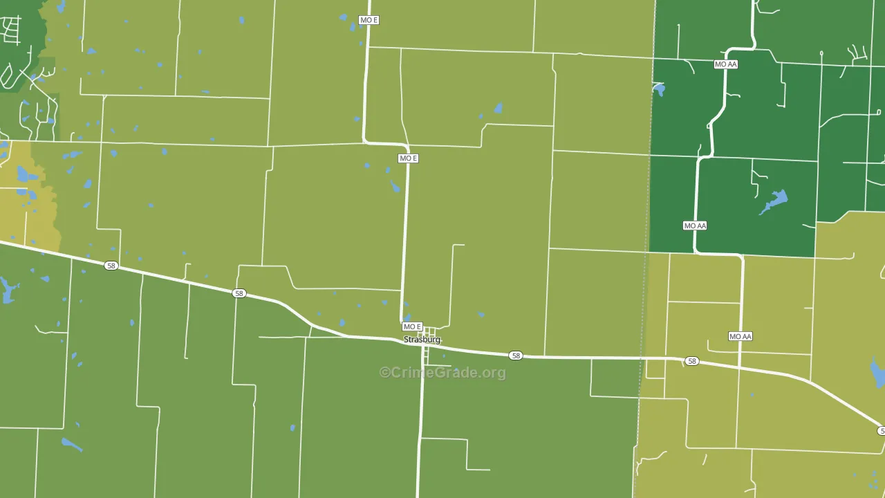 Strasburg, MO Map of Theft Rates