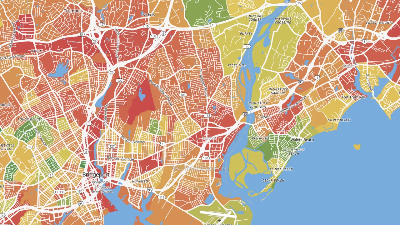 Stratford, CT Map of Theft Rates