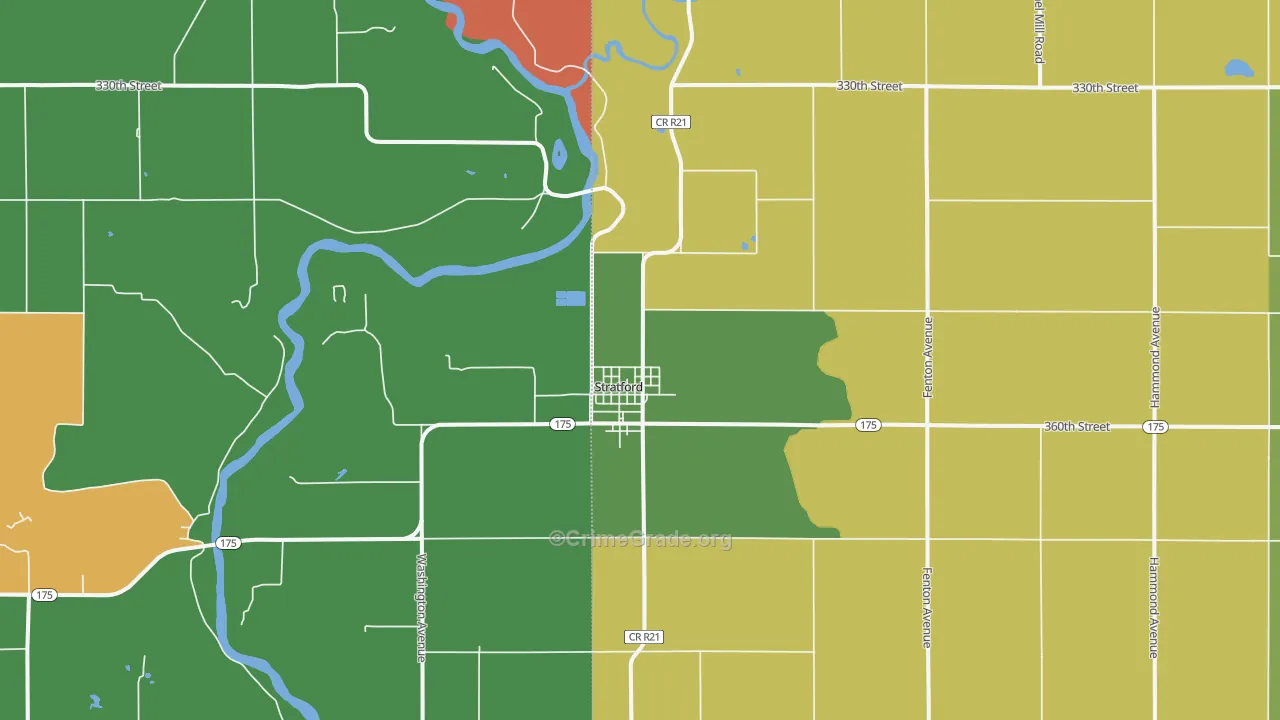 Stratford, IA Map of Theft Rates