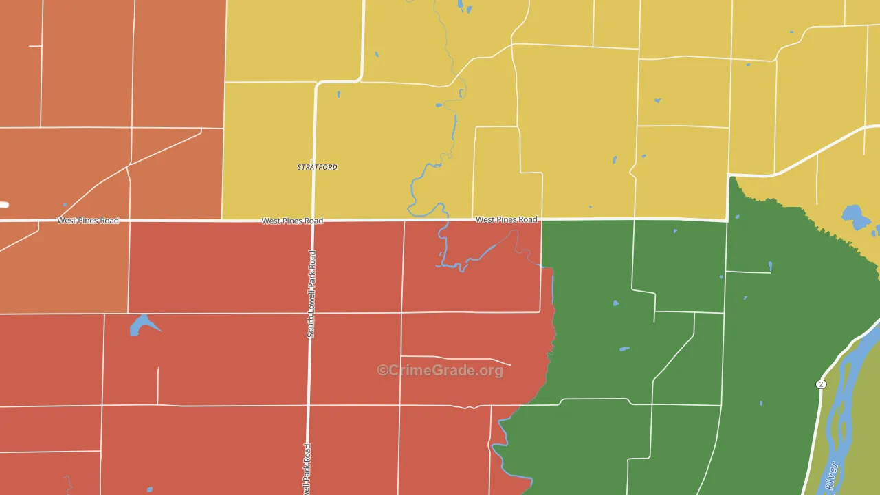 Stratford, IL Map of Theft Rates