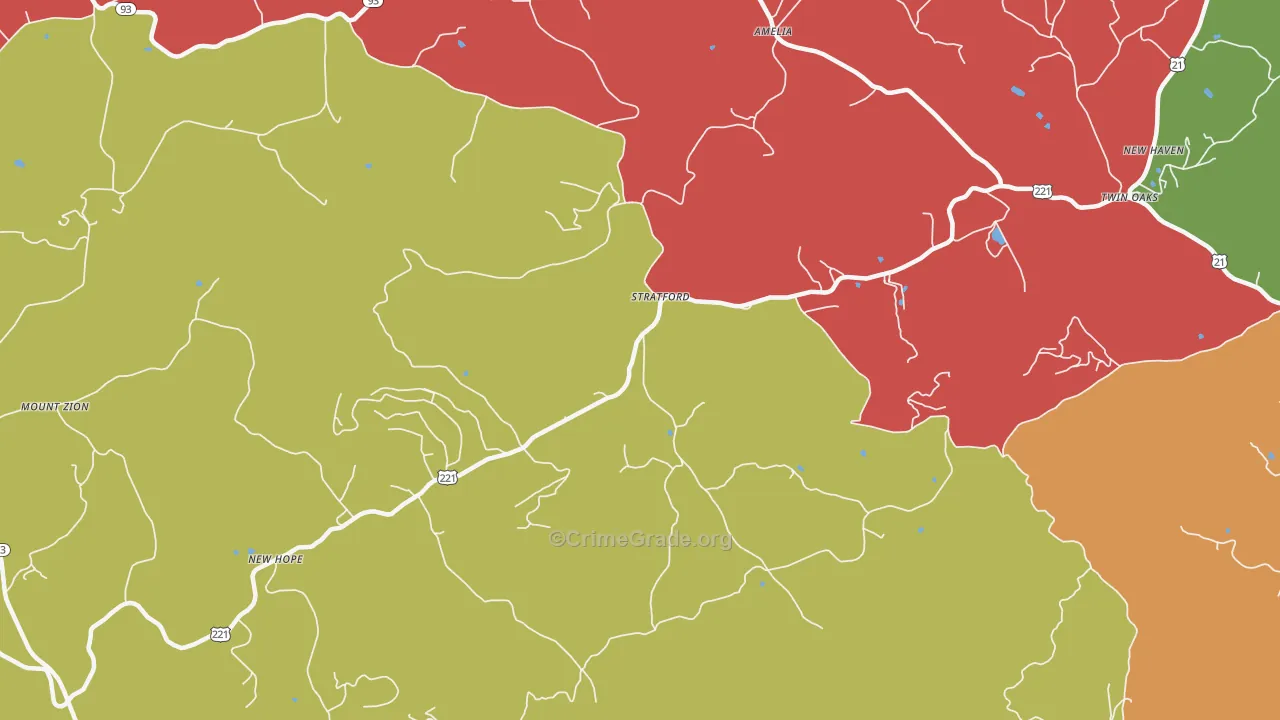 Stratford, NC Map of Theft Rates