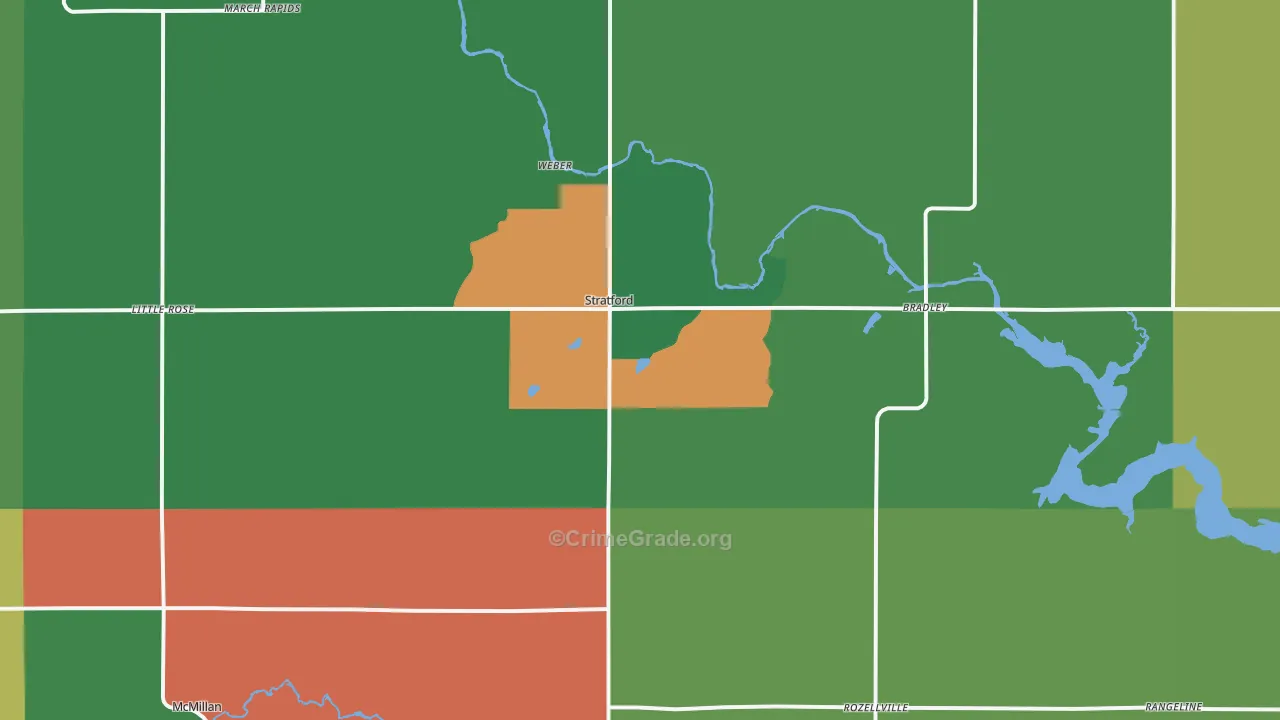 Stratford, WI Map of Theft Rates