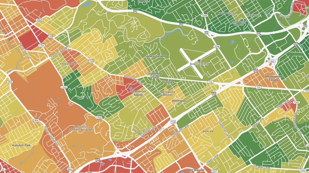 Strathmoor Village, KY Map of Theft Rates