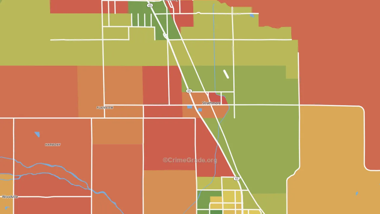 Strathmore, CA Map of Theft Rates