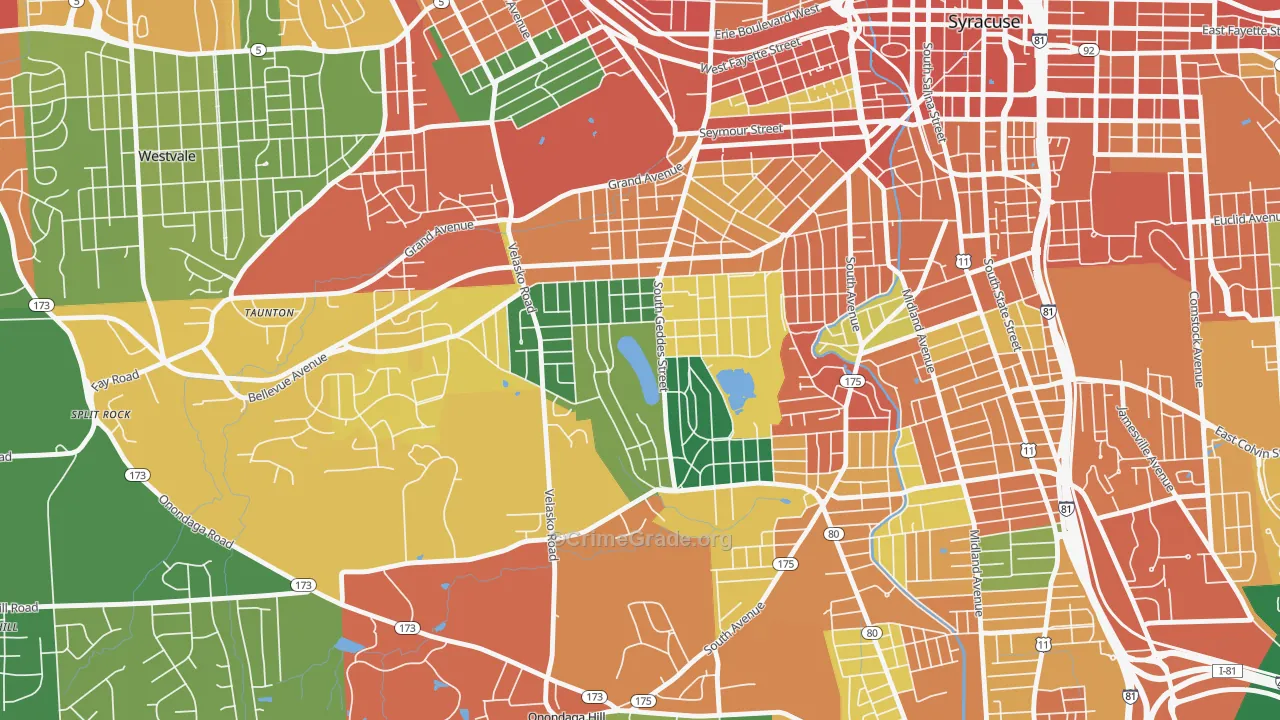 Strathmore, Syracuse, NY Map of Theft Rates