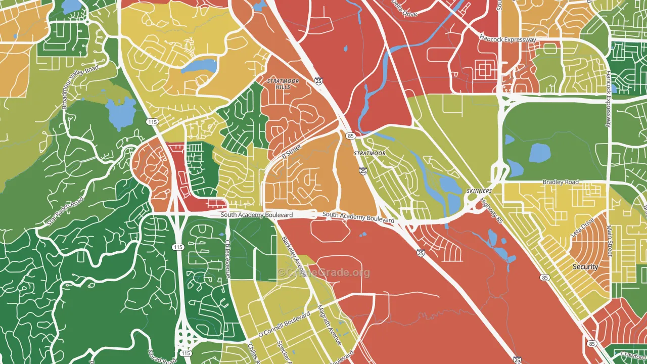 Stratmoor Hills, Stratmoor, CO Map of Theft Rates