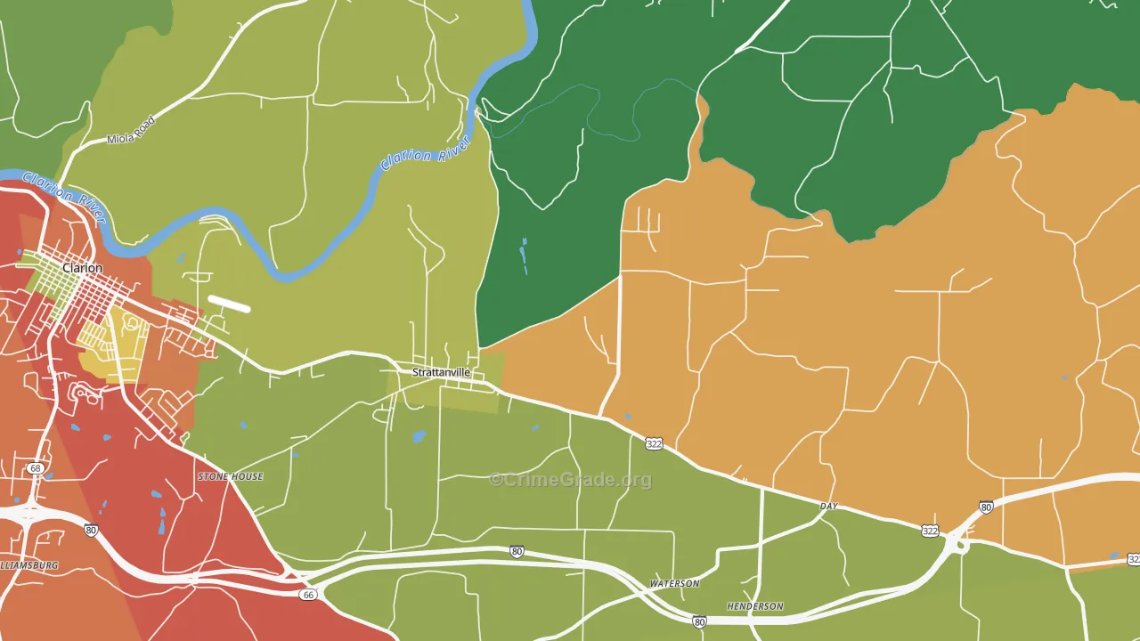 Strattanville, PA Map of Theft Rates