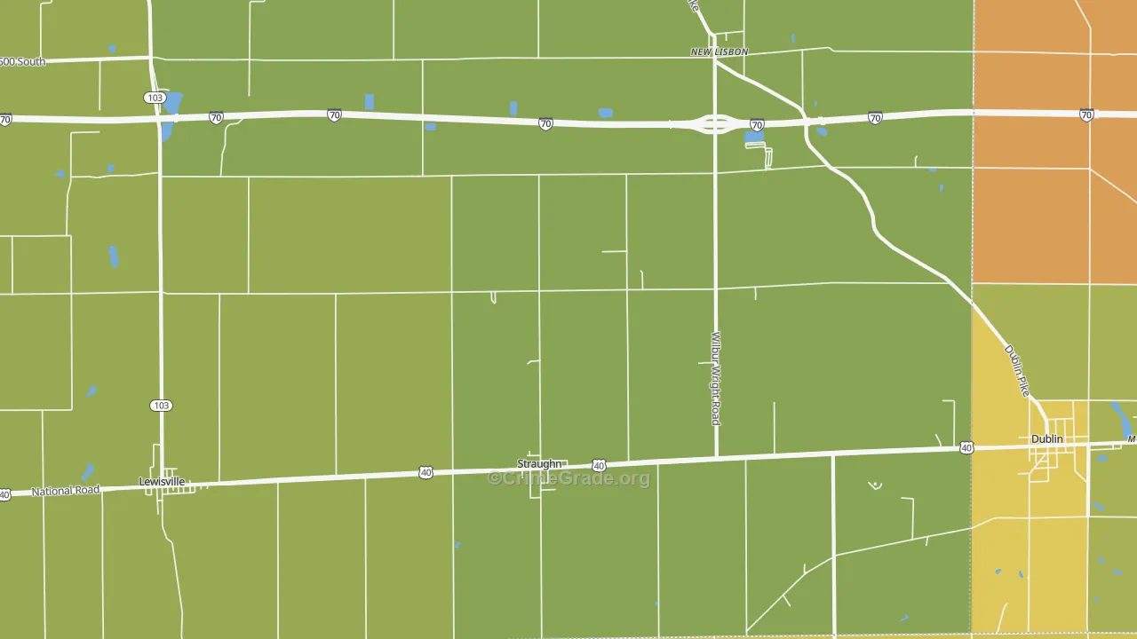 Straughn, IN Map of Theft Rates