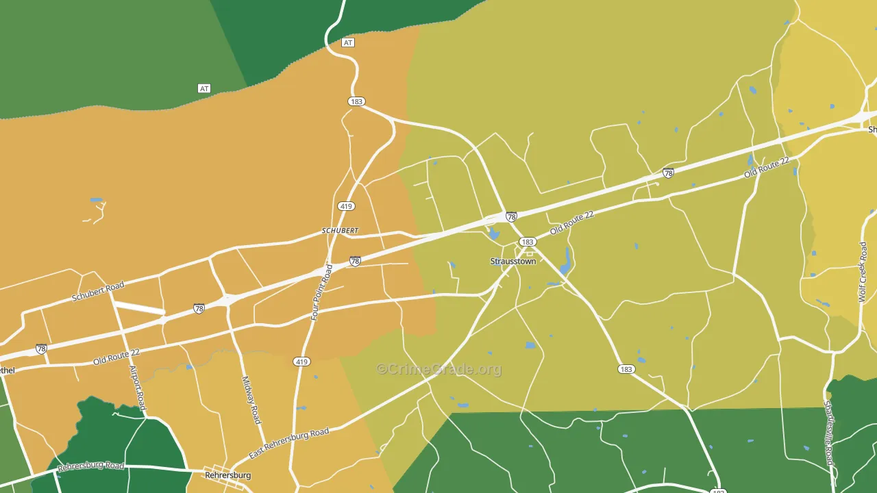Strausstown, PA Map of Theft Rates