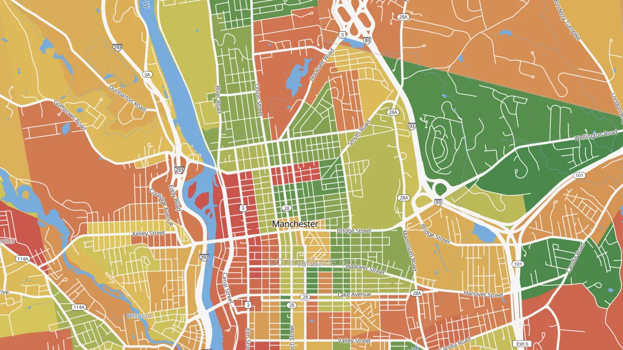 Straw-Smyth, Manchester, NH Map of Theft Rates