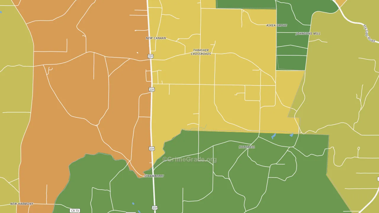 Strawberry, AL Map of Theft Rates