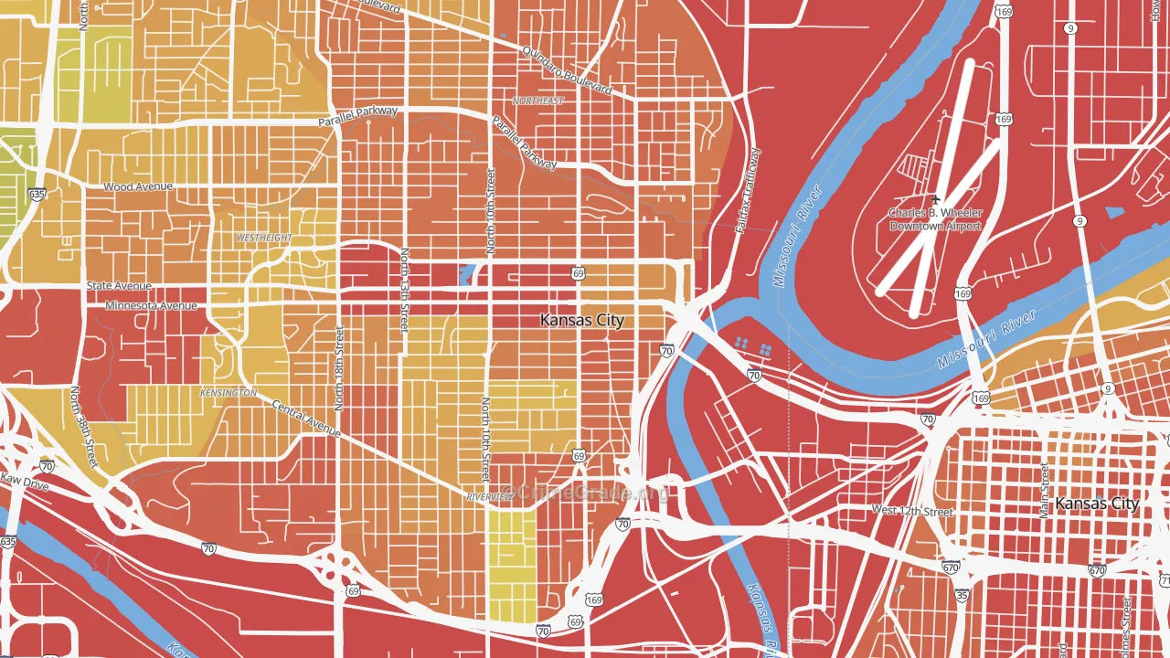 Strawberry Hill, Kansas City, KS Map of Theft Rates