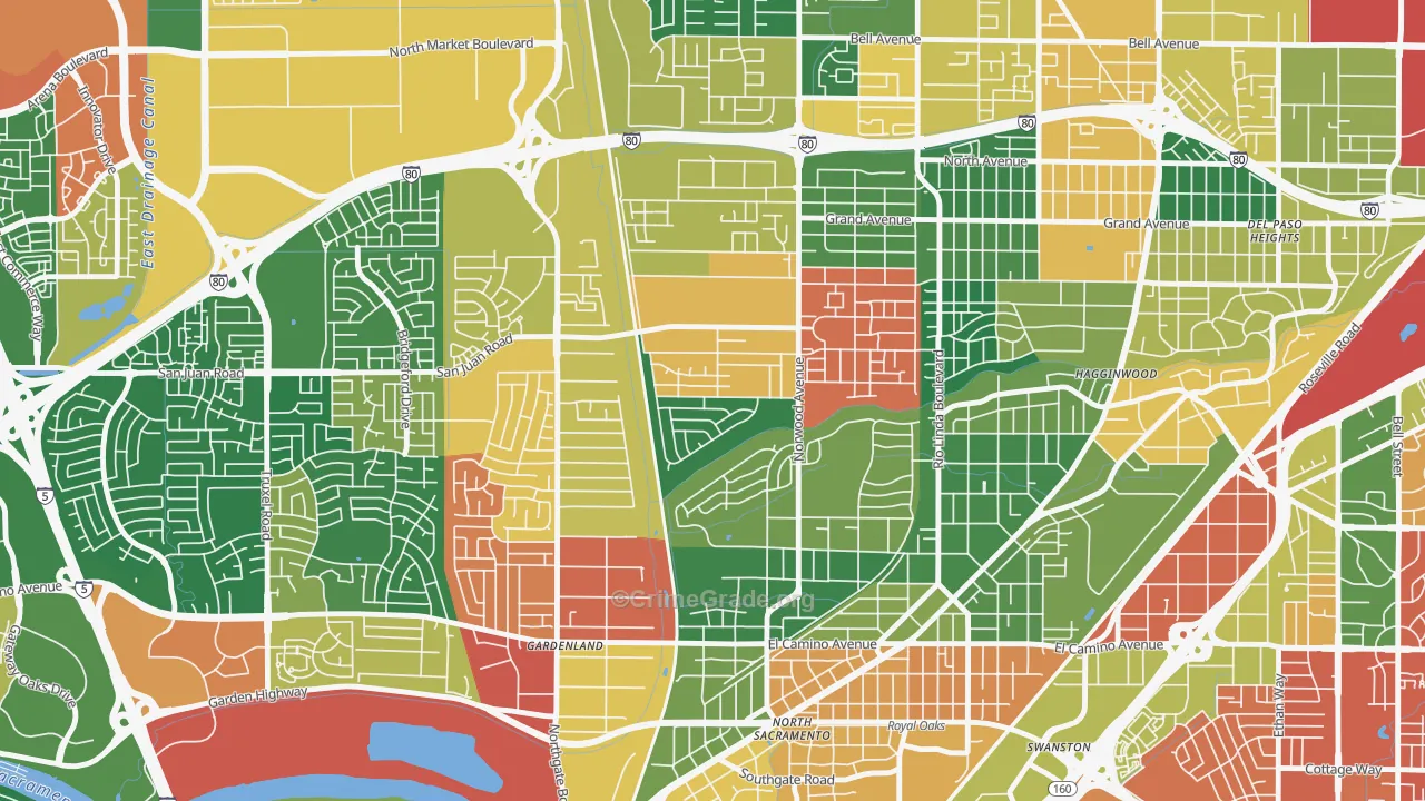 Strawberry Manor, Sacramento, CA Map of Theft Rates