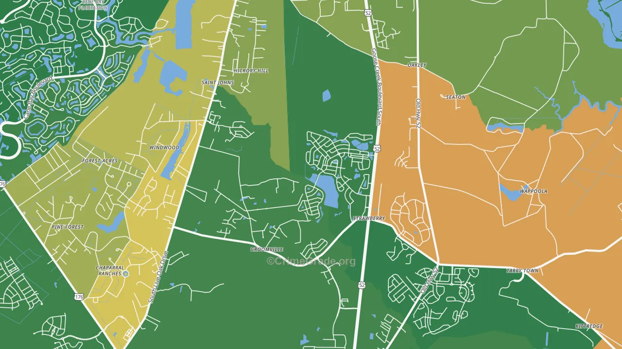 Strawberry, SC Map of Theft Rates