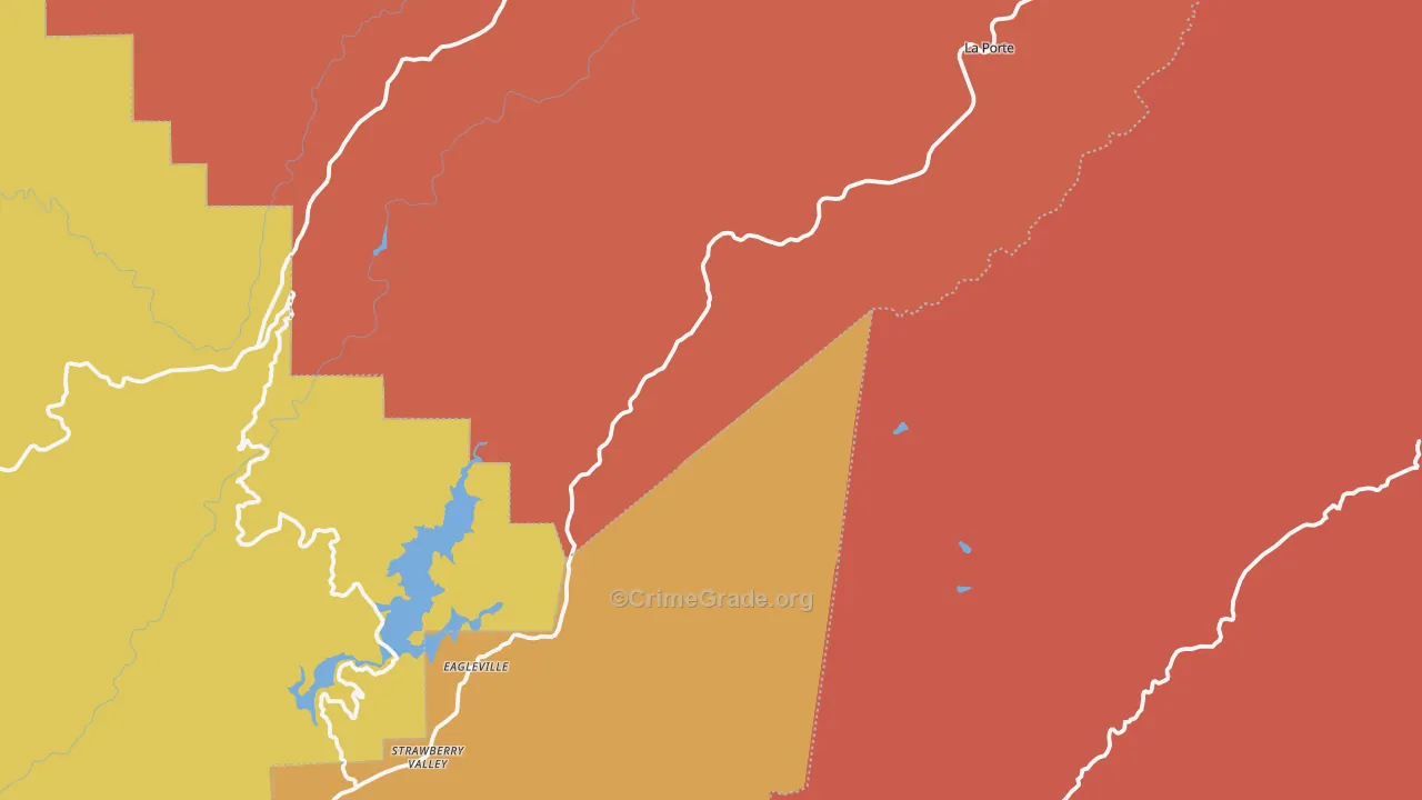 Strawberry Valley, CA Map of Theft Rates