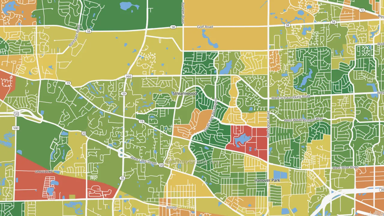 Streamwood, IL Map of Theft Rates