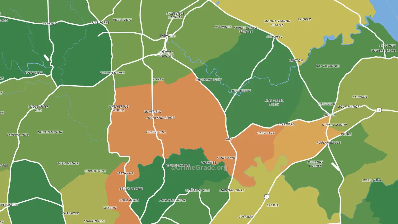 Street, MD Map of Theft Rates