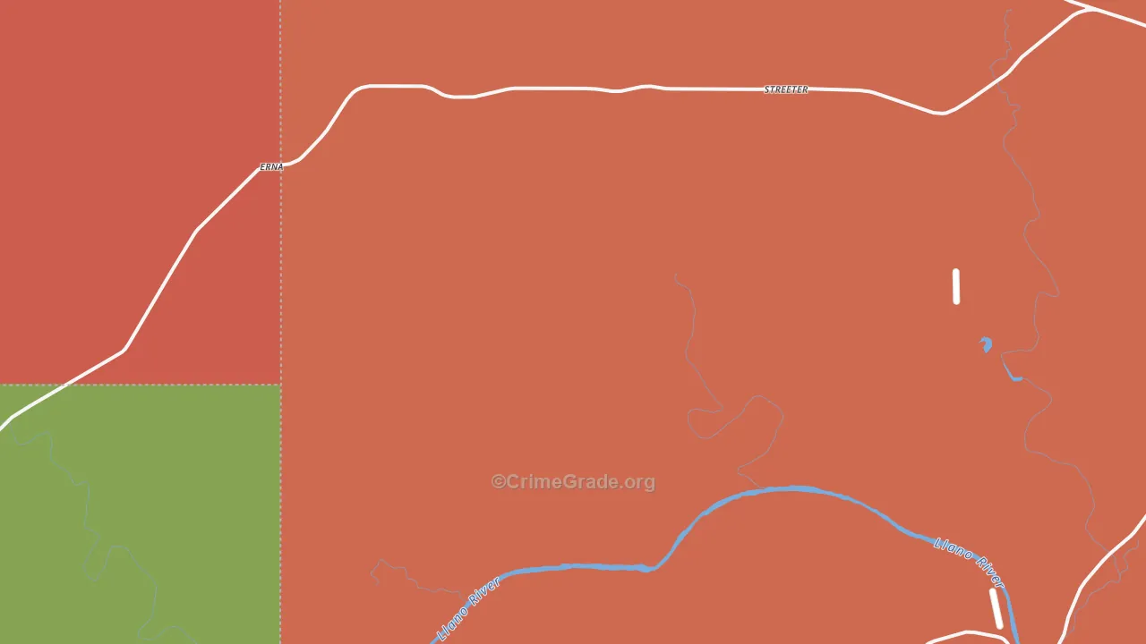 Streeter, TX Map of Theft Rates