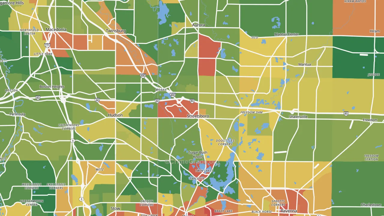 Streetsboro, OH Map of Theft Rates
