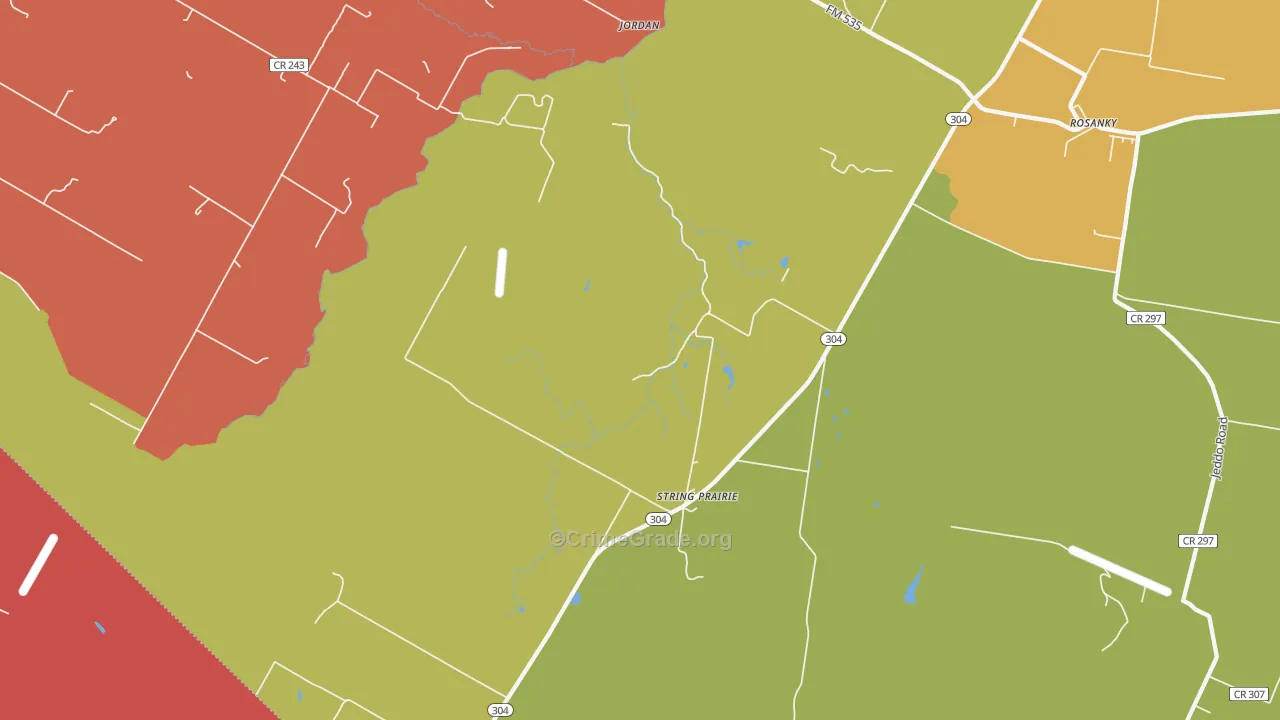 String Prairie, TX Map of Theft Rates